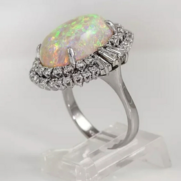 New Noble Big Opal Silver Ring - Picture 3 of 6